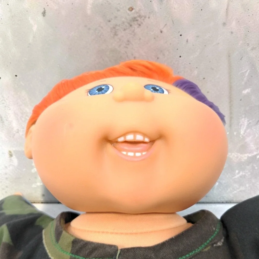 VTG Cabbage Patch Kids Magic Touch Colorsilk Boy Doll Camo Orange Hair 2005 CPK